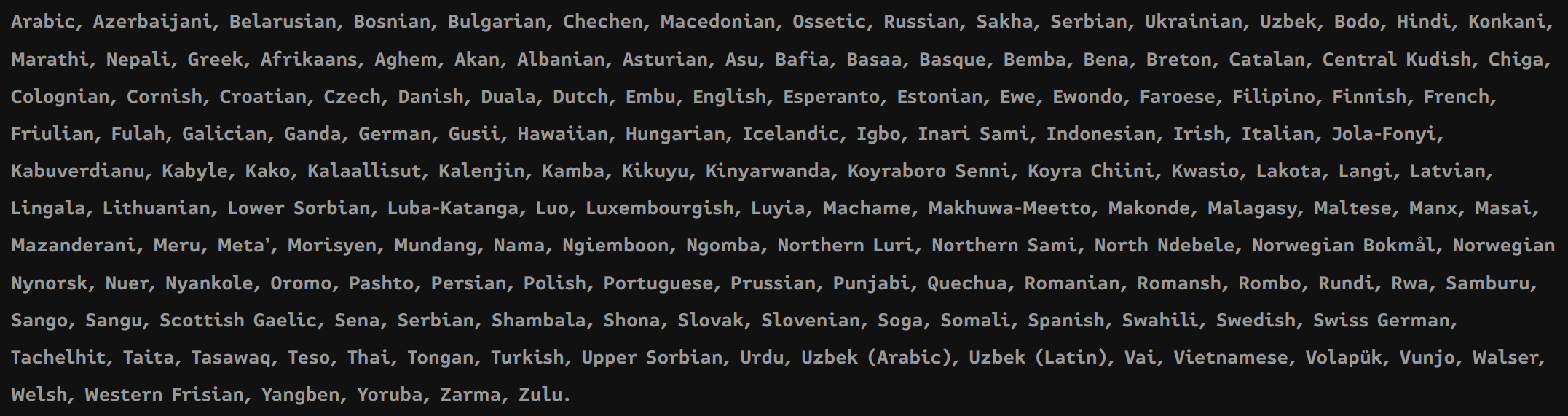 NotoSans supported languages